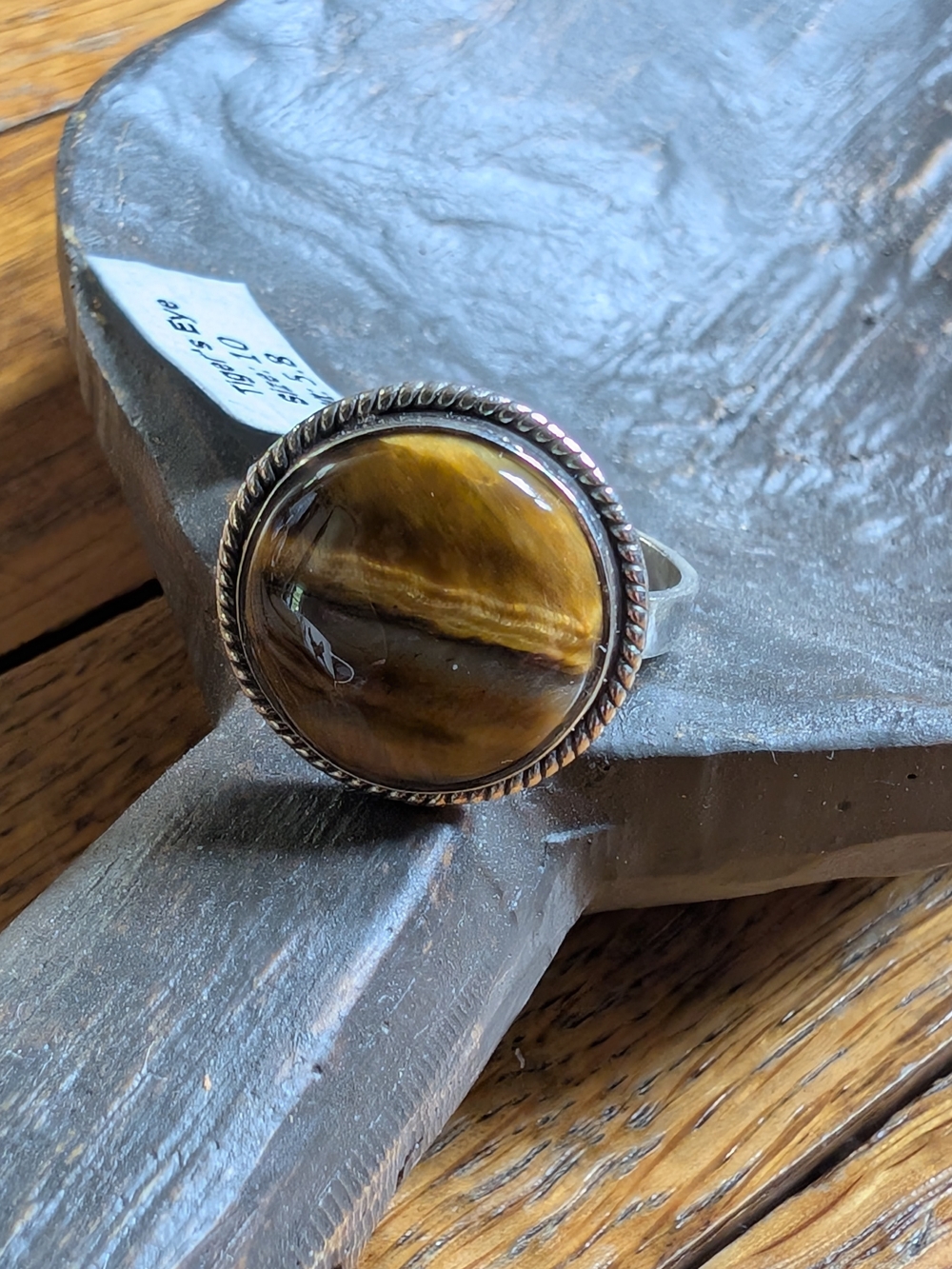 Sterling silver ring with tiger eye stone, sz 10